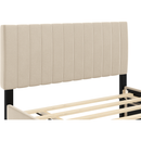 Full Size Velvet Upholstered Platform Bed with Twin Size Trundle, Beige