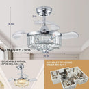 30 Inch Crystal Chandelier Ceiling Fan With Retractable Blades