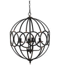 4 Light Metal Chandelier, Hanging Light Fixture With Adjustable Chain For Kitchen, Bulb Not Included - Black