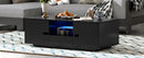 U-Can Modern High Glossy Rectangle Coffee Table, Stylish Center Table with Storage Space, Accent Furniture with 16 Color LED Lights for Living Room
