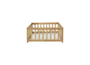 Twin Size Floor Bed with Fence and Door,Rubber Wood Floor Bed with Safety Guardrails,Natural