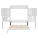 Queen Size Murphy Bed with Desk, Vanity and Cabinets, White