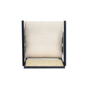 27' Height, Cream Grey Woven Cane Plastic Backrest Bar Stool - Foam-Padded Fabric Seat & Durable Rubberwood Frame