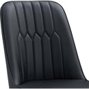 6 modern dining chairs, sleek PU backrest, and silver metal legs bring a comfortable home experience to the kitchen, bedroom, and office.Black PU Chairs with Simple Line Designs On The Backrest.