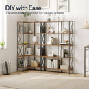 Corner Bookshelf 5-Tier L-Shaped Industrial Bookcase In Rustic Brown