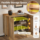 TREXM Wood Accent Cabinet with Storage, Rustic Mango Wood Storage Cabinet with Fluted Design and Adjustable Shelf for Dining Room, Kitchen, and Living Room (Natural)