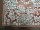 4' X 6' Vintage Embroidery Hand Stitched Rug Silk On Cotton India Backing Nice