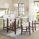 5-Piece Counter Height Dining Set, Faux Marble Bar Table with 4 Upholstered Chairs, Mid-Century Style for Kitchen or Small Spaces