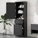 Tall Bathroom Storage Cabinet, Freestanding Storage Cabinet with Two Different Size Drawers and Adjustable Shelf, MDF Board with Painted Finish, Black