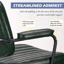 Green Leather Mid Century Office Chair With Wheels And Arms