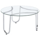 Beller 3-piece Round Tempered Glass Top Coffee Table Set Chrome