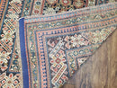 Caucasian Rug 3'9" x 5'7", Antique 1920s Collectible Caucasian Chi Chi Carpet, Hand Knotted, Colorful, Dark Blue Cream Red, Wool, Small Rug