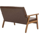 Mid-Century Modern Solid Loveseat Sofa Upholstered Pu Leather Loveseat, 2-Seat Upholstered Loveseat Sofa Modern Couch