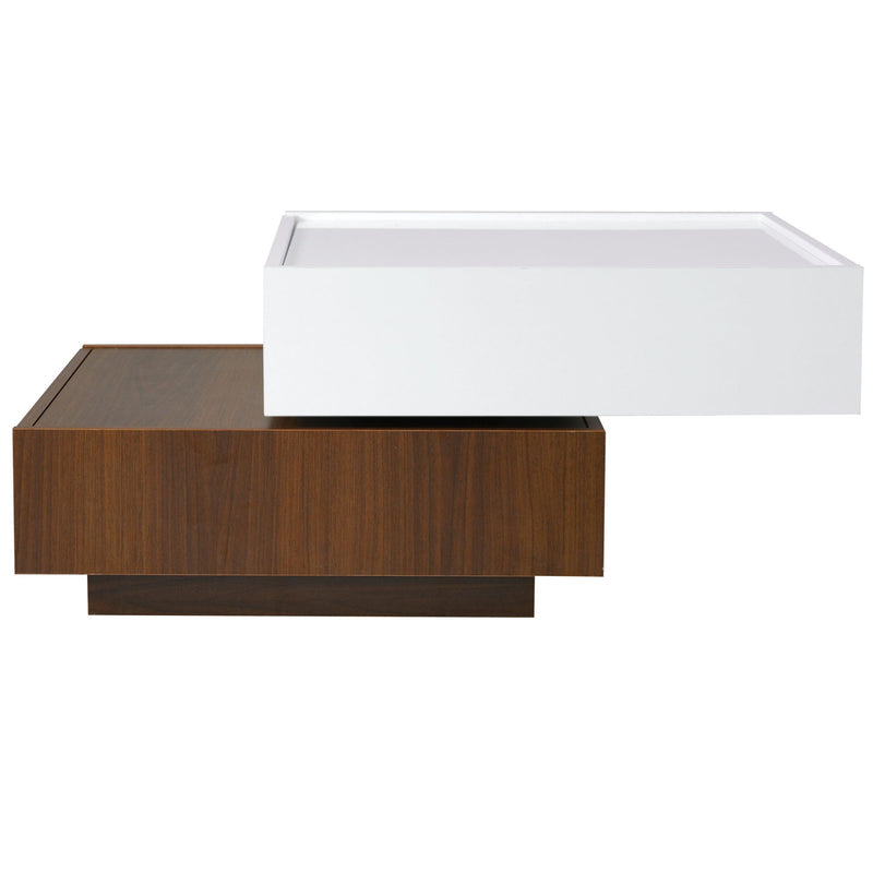 Walker Edison | Square Rotating Coffee Table with 2 Drawers