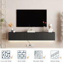 Floating TV Stand Wall Mounted with 16 Color LEDs,69' Modern TV Stand, Floating TV Cabinet Entertainment Center for 55 60 65 Inch TV,Black