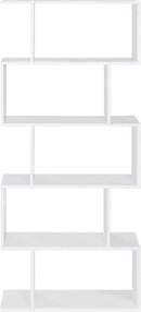 Wooden Bookcase Display Shelf Room Divider 5 Tier White