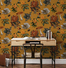Shrooms Wallpaper, gold and marigold