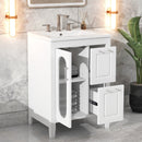 24' Bathroom Vanity with Sink, Bathroom Vanity Cabinet with Two Drawers and Door, Adjustable Shelf, Solid Wood and MDF, White (Old Sku:WF309411AAK)