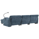 [VIDEO Provided] 108' Modular Sectional Sofa, L-Shape with 31.5' Extra-Wide Seat Cushion, USB and Type-C Charger, Phone Holder and 2 Side Storage Pockets, Free Movement Ottoman, Striped Chenille