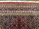 Indo Persian Bidjar Rug 10x14, Red and Dark Blue, Herati Mahi Pattern, Vintage