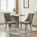 Rayon Cloth Flocking Chenille Dining Chairs Channel Kitchen Dinner Chair Comfy Fabric Upholstered Accent Chair for Dining Room with Silver Brushed Stainless Steel Legs,Set of 2 (Gray), SW1747GY