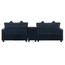 Contemporary Chenille Upholstered Sectional Sofa with Ottomans, USB Ports, Cup Holders & Storage, Blue