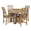 TOPMAX Rustic 5-Piece Extendable Dining Table Set Round Trestle Table and 4 Cross Back Dining Chairs for Kitchen, Dining Room, Brown