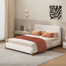 Elegant Boucle Upholstered Bed, A Luxurious and Comfortable Bedroom Centerpiece, Queen Size, White