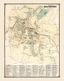 Vintage Map of Danbury, Connecticut 1867