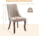 Velvet Dining Chairs Set of 4 Beige With Curved Wood Legs