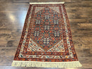 Persian Malayer Rug 4x7, Tribal Rug, Geometric, Antique Oriental Carpet, Red Blue Cream, Boho Rug, Hand Knotted Wool Rug