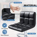 Black PU Leather Adjustable Swivel Bar Stools Set Of 2