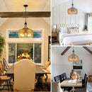 Large 5 Light Handwoven Rattan Boho Dining Room Chandelier