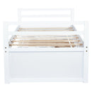 Twin Size Bed with Headboard, Footboard, Trundle and Three Storage Drawers, Twin Size Pine Wood Bed with Headboard, Footboard,White