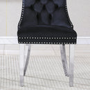 Stylish Black Velvet Dining Chairs with Silver Mirrored Finish Legs - Set of 2, 19.7'L x 24'D x 36.2'H, Chic Dining Room Essential