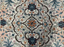 Chain Stitched Rug 9x12 Vintage Carpet 9 x 12 Flatweave Rug, Ivory Teal Rug, Area Rug 9 by 12, Hand Stitched Rug, Medallion, Indian Rug
