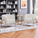 Ivory Boucle Accent Chairs Set Of 2 With Gold Legs