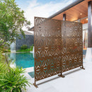 Freestanding Decorative Metal Privacy Screen for Deck Balcony Patio, Brown, Steel, 76' H x 48' W