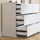 Modern 6 Drawer Dresser with Spacious Countertop and Concealed Handles, Storage Cabinet for Bedroom and Living Room, White MDF