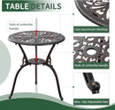 3 Piece Cast Aluminum Outdoor Patio Bistro Set With Umbrella Hole In Brown All Weather Durable