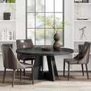 Round Wood Dining Table Farmhouse 47 Inch For Dining Room With Cross Base Black