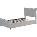 Twin Size Upholstered Platform Bed Velvet Upholstered Bed, Gray