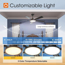 52 Inch Black Ceiling Fan With Remote Integrated Light