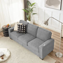 83.86'Snowfleece Fabric sofa,Modern Compressed Couch,3-Seater Sofa, Furniture for Living Room,Bedroom,office ,Gray