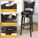 Swivel Bar Stools Set of 2 Black Faux Leather 34 Inch