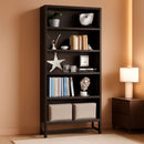 Tall Bookcase And Bookshelf 70.8 Inch Sandalwood Shelving