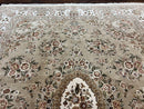 Sino Persian Rug 8x10, Soft Wool, Silk Highlights, Hand Knotted Vintage Carpet, Taupe & Ivory, Floral, Traditional Rug 8 x 10