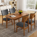 Dining Chairs Set of 4, Wooden Dining Chair Armless, Mid-Century Modern Upholstered Linen Seat Cushion Dining Room Chair for Home Kitchen Dining Room Restaurant