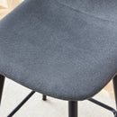 Dark Gray Linen Fabric Bar Chair Set - Two Pieces, Rounded Backrest, Metal Legs, Multiple Colors
