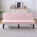 Modern corduroy sofa bed, black/beige/pink, 66 inches